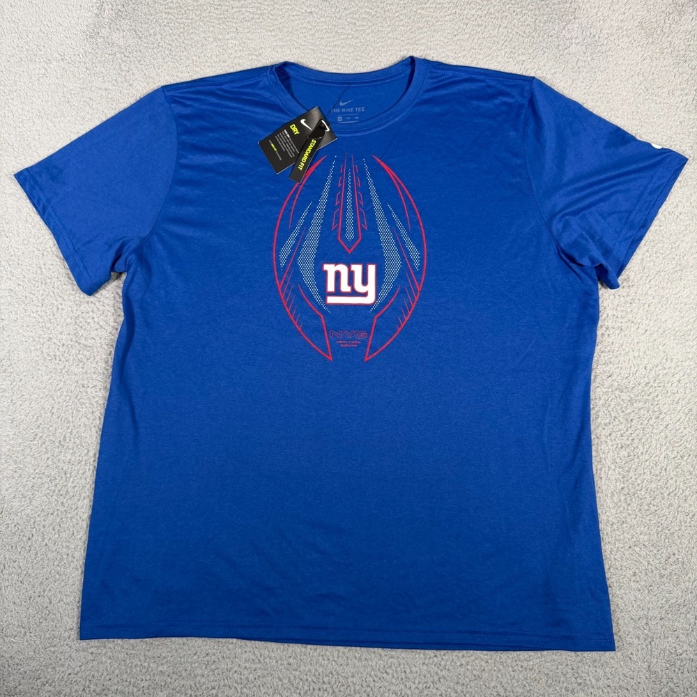 New York Giants Shirt Mens 2XL Blue Nike Dri-Fit Football Short Sleeve NFL New